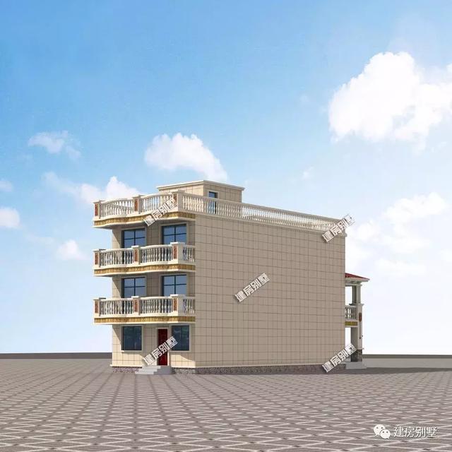 三層農村別墅設計圖，7×18米，小開間的平屋頂戶型，附裝修效果圖