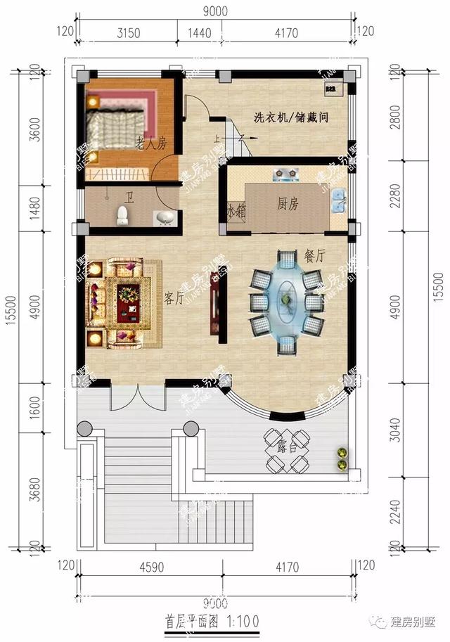 兩棟帶架空層設計的自建房設計圖，面寬小也很氣派