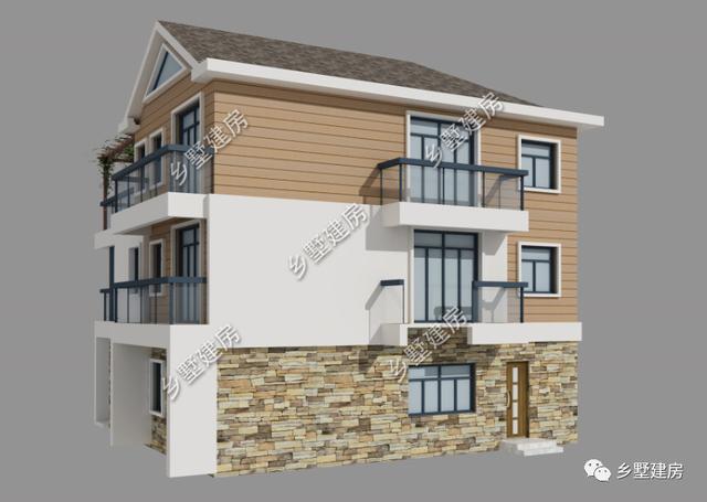 現(xiàn)代風(fēng)三層農(nóng)村別墅設(shè)計(jì)圖，簡(jiǎn)約大氣，有強(qiáng)烈的時(shí)尚感