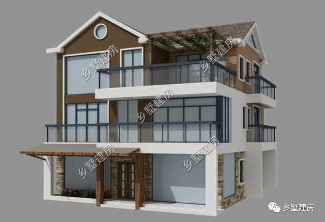 現(xiàn)代風(fēng)三層農(nóng)村別墅設(shè)計(jì)圖，簡(jiǎn)約大氣，有強(qiáng)烈的時(shí)尚感