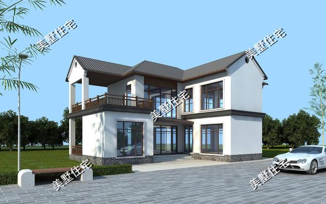 新中式別墅設(shè)計(jì)圖，布局大氣上檔次，現(xiàn)代元素與傳統(tǒng)建筑元素相結(jié)合