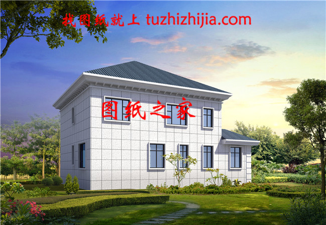 170平方米農(nóng)村二層房屋設(shè)計施工圖，外觀圖時尚、好看