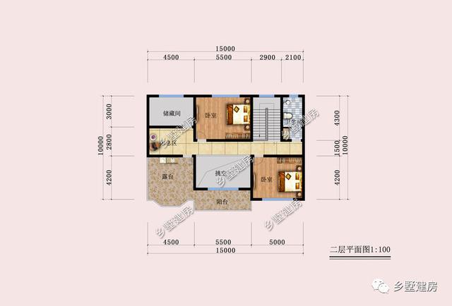 二層花園別墅設(shè)計圖，給人以清新自然的視覺感受