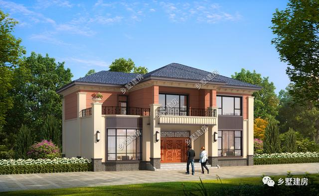 二層花園別墅設(shè)計圖，給人以清新自然的視覺感受