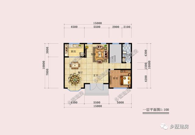 二層花園別墅設(shè)計圖，給人以清新自然的視覺感受