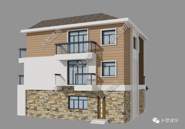 現(xiàn)代時尚風(fēng)格三層農(nóng)村別墅設(shè)計圖，外觀時尚靚麗，布局實用合理