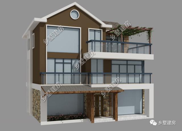 現(xiàn)代時尚風(fēng)格三層農(nóng)村別墅設(shè)計圖，外觀時尚靚麗，布局實用合理