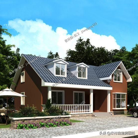 3款一層半農(nóng)村別墅計(jì)圖，設(shè)計(jì)造型別致，取材簡(jiǎn)單，易于建造。