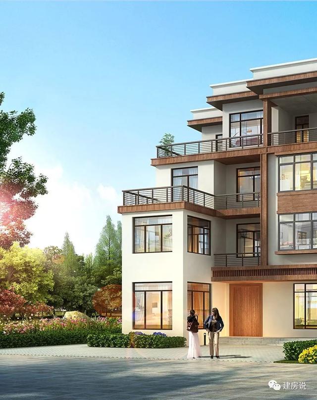 四層現代別墅設計圖，132平左右，別墅外觀是非常清新自然