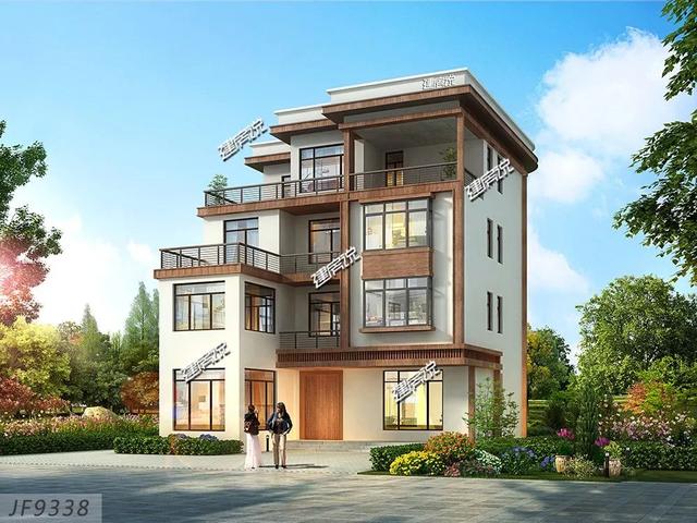 四層現代別墅設計圖，132平左右，別墅外觀是非常清新自然