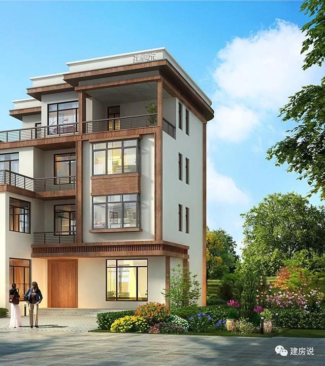 四層現代別墅設計圖，132平左右，別墅外觀是非常清新自然