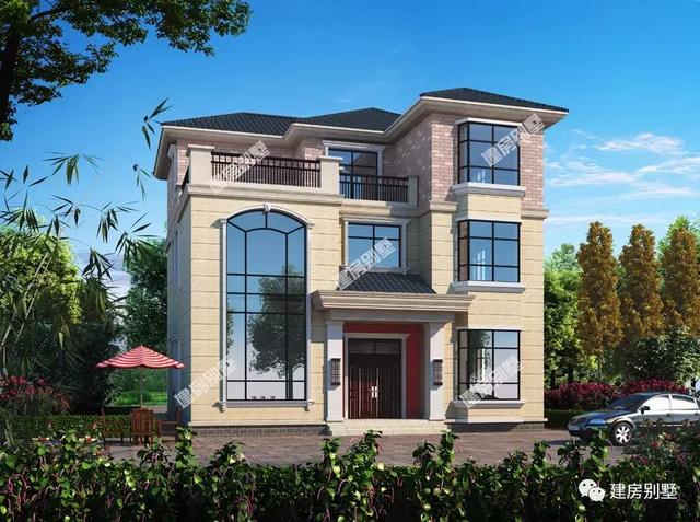 12x13米的農(nóng)村歐式自建別墅設計圖，兩款外觀相似，都帶露臺