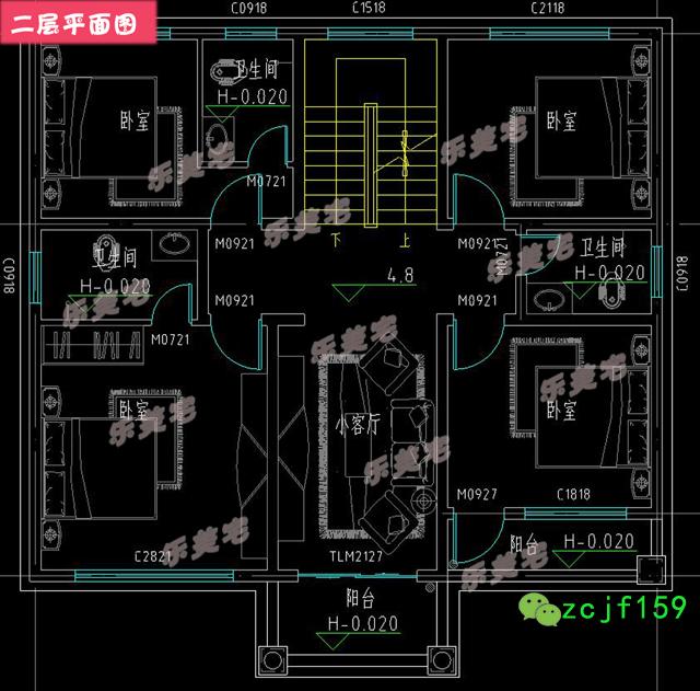 分享一款帶躍層設(shè)計(jì)的四層別墅戶型圖，農(nóng)村、鄉(xiāng)鎮(zhèn)上都適合建筑