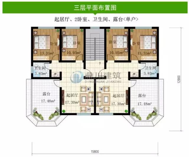 8款面寬15米的農(nóng)村別墅設(shè)計圖，第1棟中式風格，第3棟帶車庫