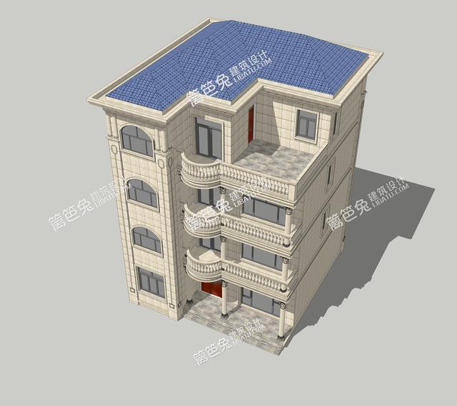 這款四層自建房別墅設(shè)計圖，占地只有100平米，三面采光，建成效果也是棒棒噠
