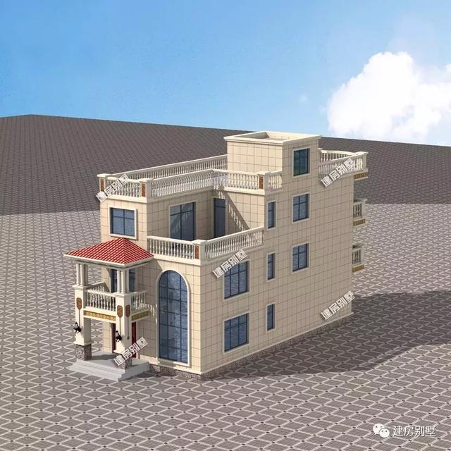 造價33萬左右寬7×18米農(nóng)村別墅設(shè)計(jì)圖，外觀是平屋頂戶型
