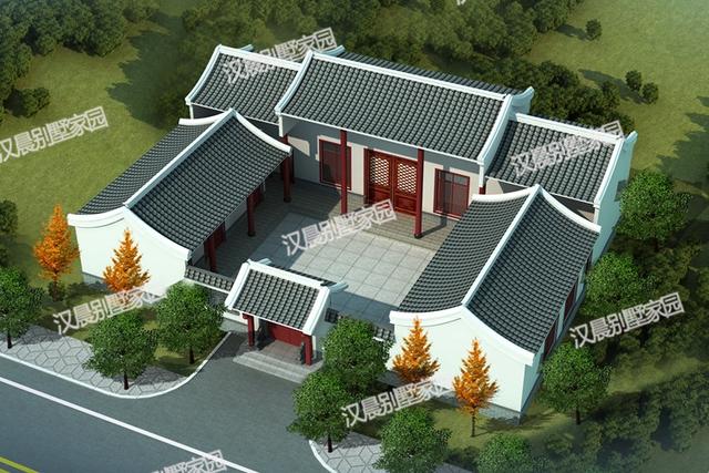 2款中式四合院農村一層自建別墅設計圖，通過對傳統(tǒng)文化的發(fā)展和傳承，打造富有情趣的獨有的生活韻味