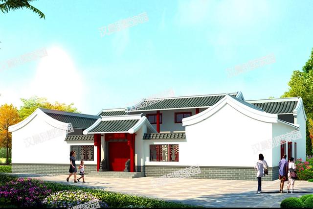 2款中式四合院農村一層自建別墅設計圖，通過對傳統(tǒng)文化的發(fā)展和傳承，打造富有情趣的獨有的生活韻味