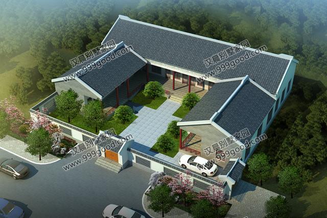 2款中式四合院農村一層自建別墅設計圖，通過對傳統(tǒng)文化的發(fā)展和傳承，打造富有情趣的獨有的生活韻味