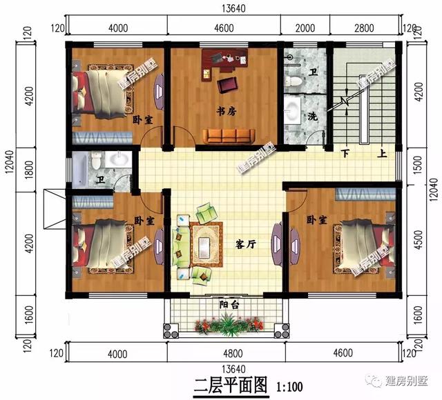開間13.64×12米農(nóng)村別墅設(shè)計(jì)圖，看著就有強(qiáng)烈想要住進(jìn)去的欲望