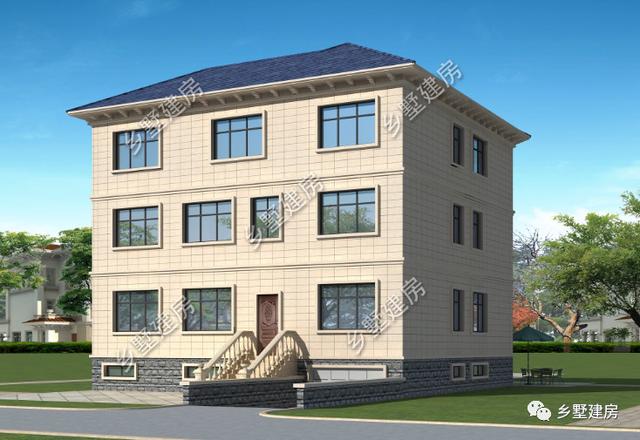 挑空客廳+多功能半地下室三層農(nóng)村自建房設(shè)計圖，基本可以滿足大多數(shù)人的需求