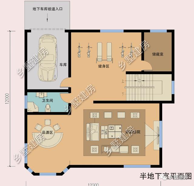挑空客廳+多功能半地下室三層農(nóng)村自建房設(shè)計圖，基本可以滿足大多數(shù)人的需求