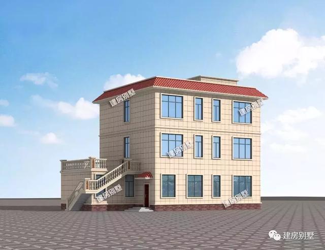 開間17.3×11.3米農(nóng)村別墅設(shè)計(jì)圖，室外設(shè)有大露臺和較小的觀景式?jīng)鐾?，涼亭處也可滿足下雨天的晾曬需要。