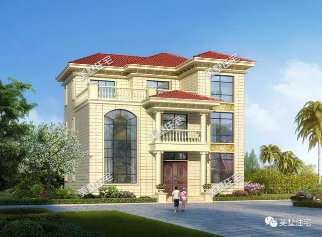 帶9間臥室的三層農(nóng)村別墅設(shè)計(jì)圖，這款別墅外觀簡(jiǎn)潔清爽，更顯鄉(xiāng)居生活的溫馨