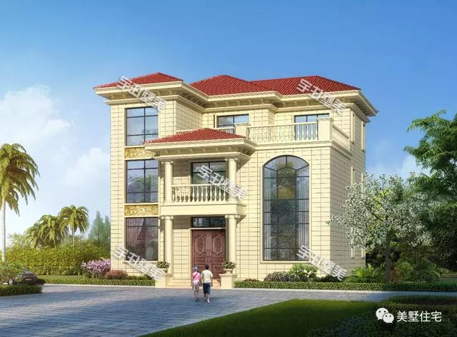 帶9間臥室的三層農(nóng)村別墅設(shè)計(jì)圖，這款別墅外觀簡(jiǎn)潔清爽，更顯鄉(xiāng)居生活的溫馨