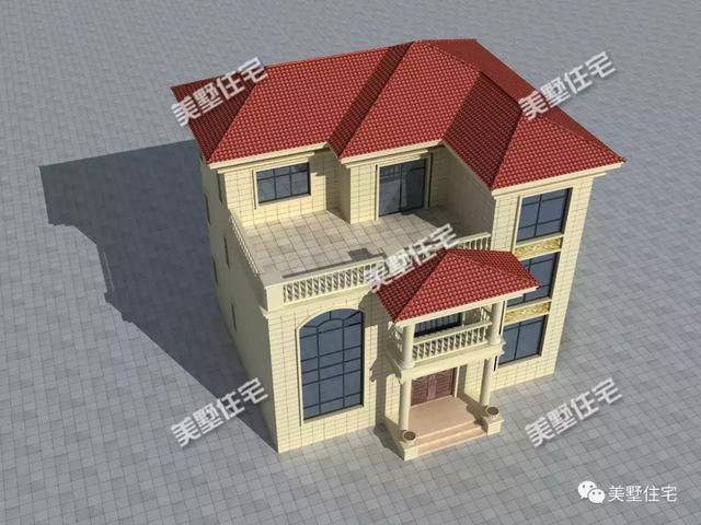 帶9間臥室的三層農(nóng)村別墅設(shè)計(jì)圖，這款別墅外觀簡(jiǎn)潔清爽，更顯鄉(xiāng)居生活的溫馨