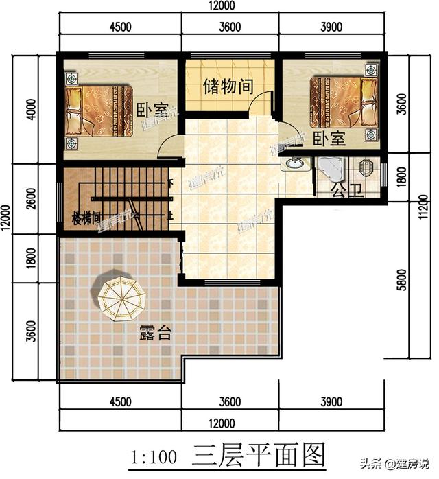 3款面寬12米的別墅設計圖，戶型設計合理，外觀簡約歐式風格