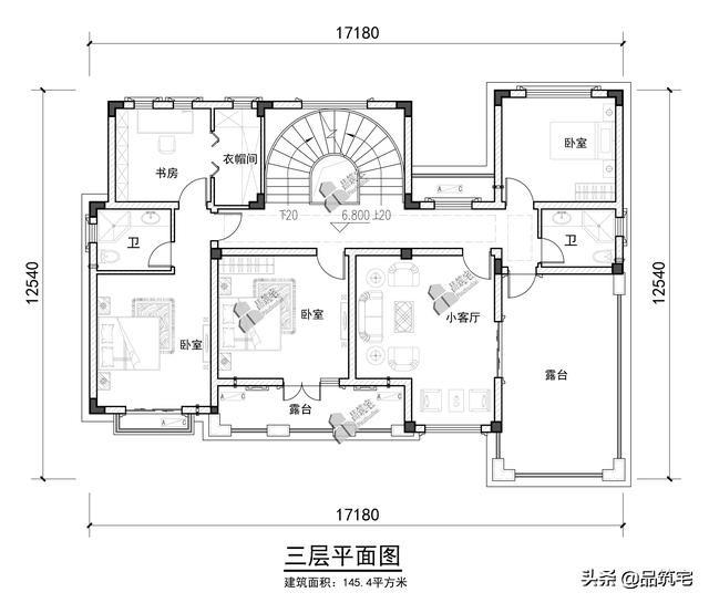 三層法式別墅設(shè)計(jì)圖，層次感豐富，法式細(xì)節(jié)細(xì)致到位，絕對的經(jīng)典