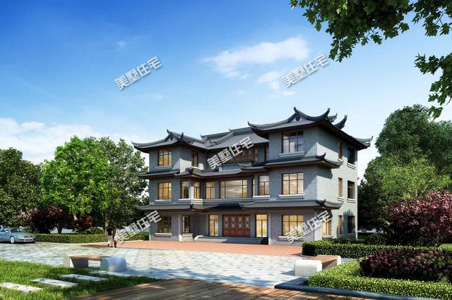 要建房還是中式別墅好，這款三層中式別墅設計圖，建成住一百年都不會過時