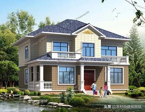 占地面積176平方米二層農(nóng)村別墅設(shè)計(jì)圖，7間臥室多露臺(tái)，足夠三代同堂同住