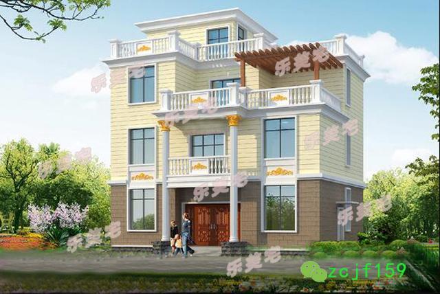 三層半農(nóng)村自建別墅建筑施工圖，13x10米，平屋頂大露臺設(shè)計(jì)