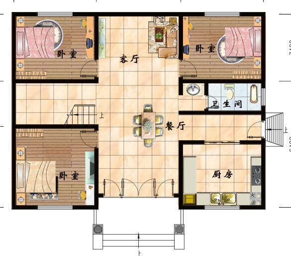 三層半農(nóng)村自建別墅建筑施工圖，13x10米，平屋頂大露臺設(shè)計(jì)