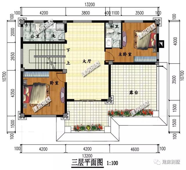 兩款開間13米左右三層別墅設計圖，挑空客廳，氣候和生活方式等因素的影響，南方農村建的較多