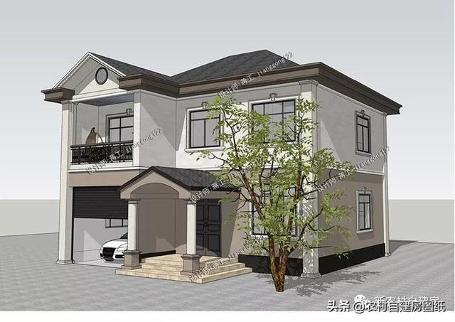 4款帶車庫的二層別墅設(shè)計(jì)圖，在農(nóng)村建房戶型中，建的最多的還是經(jīng)濟(jì)實(shí)用的二層別墅，面積不需要太大，功能要齊全，堂屋、車庫、