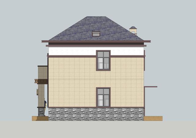 簡單實(shí)用造價(jià)不高的農(nóng)村二層別墅設(shè)計(jì)圖，坐北朝南的庭院，南北通過主體建筑劃分為前后庭院。