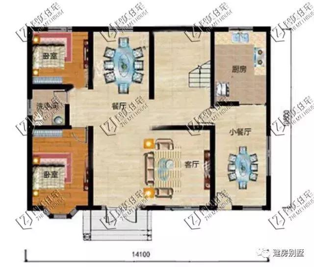 簡單實用的兩棟農(nóng)村自建房設(shè)計圖，帶柴火房的戶型，弄個土灶方便家里老人使用。