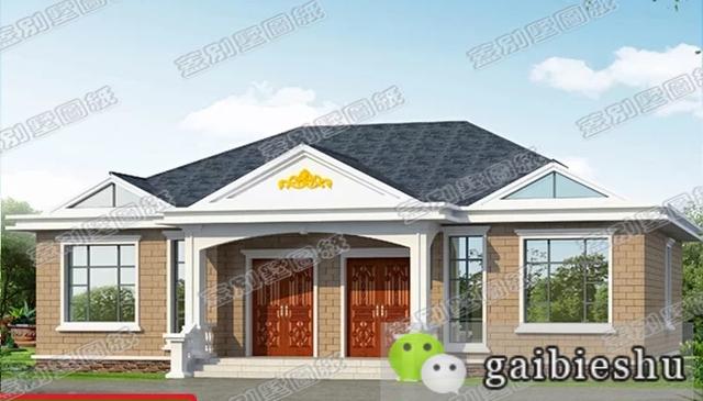 一層雙拼別墅戶型，左右對(duì)稱，布局上充分利用空間，特別適合農(nóng)村兩兄弟建造