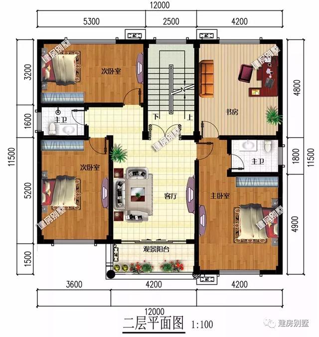2棟面寬12米的歐式農村自建房設計圖，布局好實在
