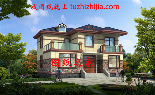 130平方米農(nóng)村兩層別墅圖紙及效果圖12X11米