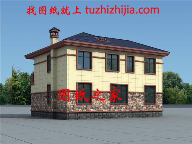 130平方米農(nóng)村兩層別墅圖紙及效果圖12X11米