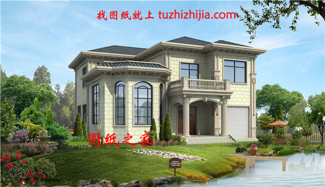 豪華二層別墅設(shè)計圖紙及效果圖，帶車庫，歐式別墅方案