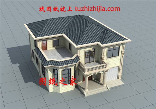 豪華二層別墅設(shè)計圖紙及效果圖，帶車庫，歐式別墅方案