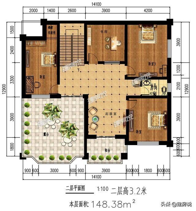 4款帶堂屋+車庫(kù)的別墅設(shè)計(jì)圖，這才是適合農(nóng)村的好戶型！建棟在老家居住舒適舒心，一百年都不過時(shí)。