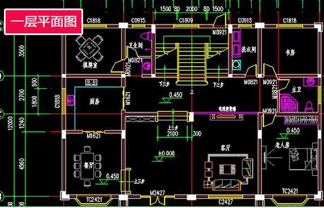 18x12米農村二層半自建別墅設計圖，戶型美觀，造價經濟。