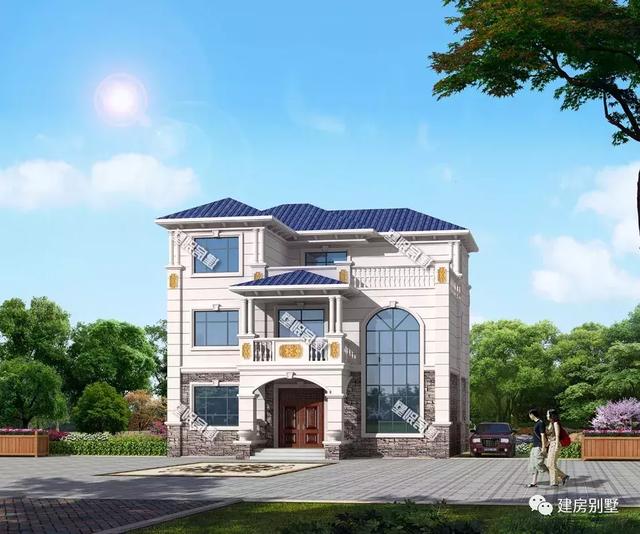 農(nóng)村簡歐式風格別墅設(shè)計圖，客廳挑空，施工難度不大、造價不算太高