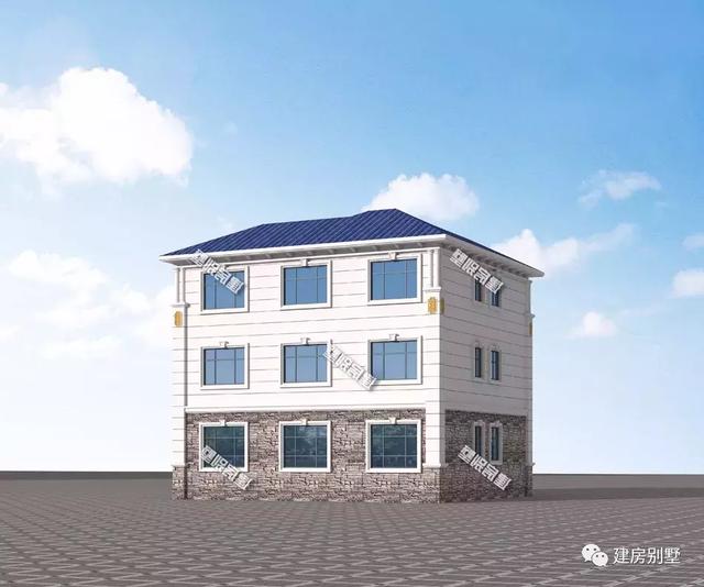 農(nóng)村簡歐式風格別墅設(shè)計圖，客廳挑空，施工難度不大、造價不算太高